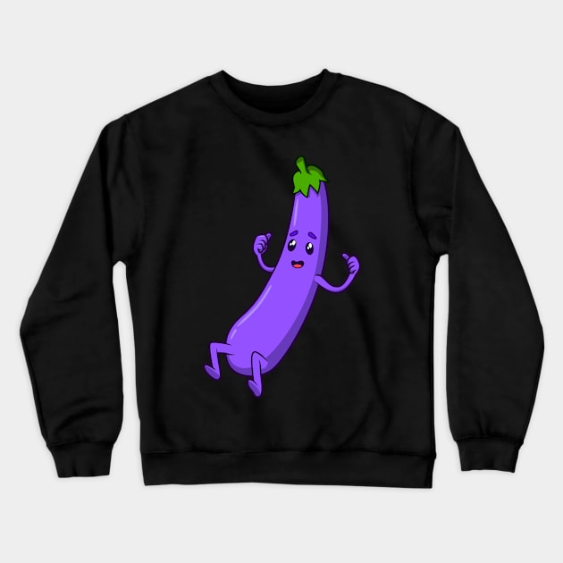 Cartoon Aubergine Crewneck Sweatshirt by Modern Medieval Design